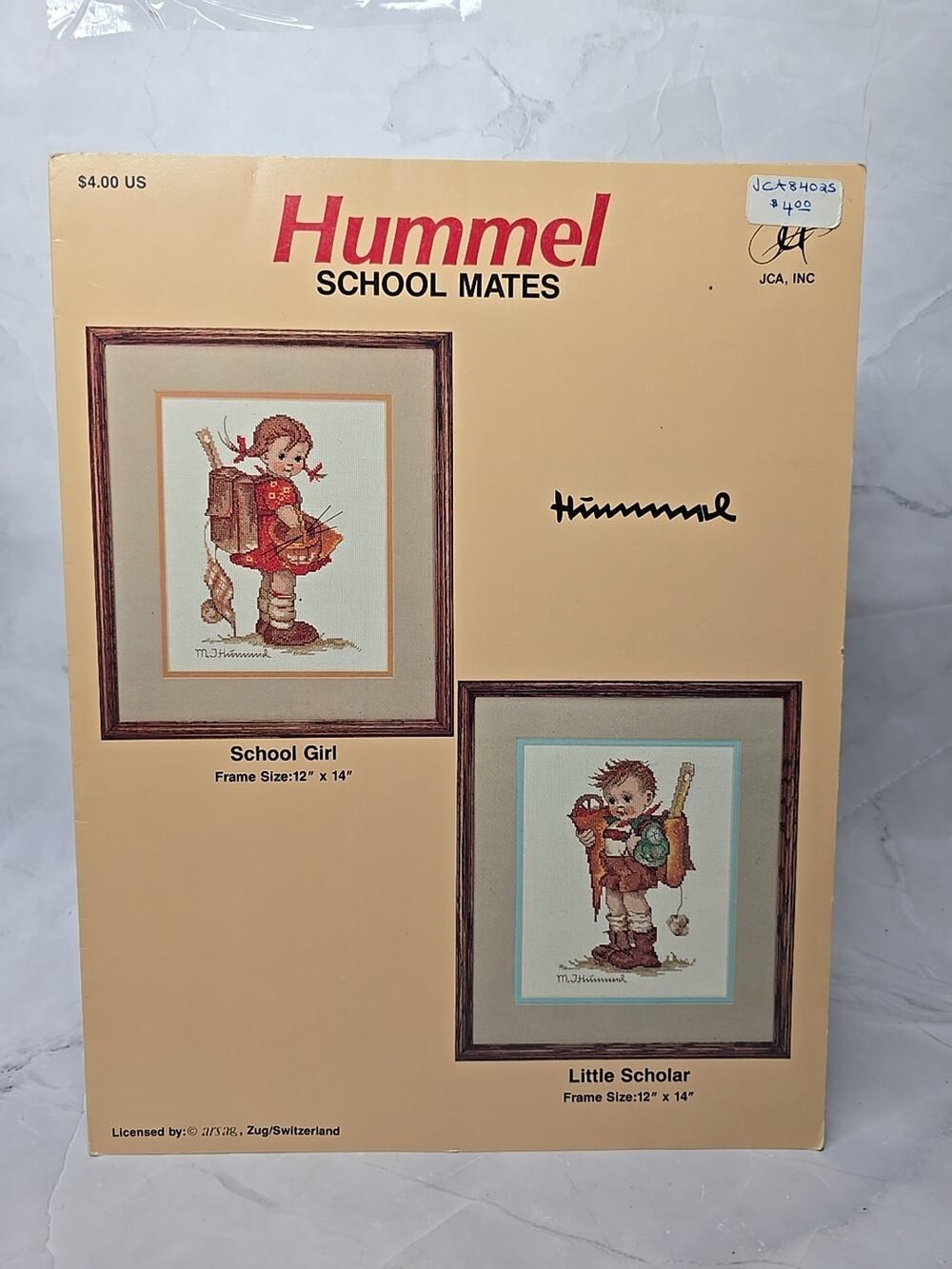 Vintage JCA Counted Cross Stitch Hummel School Mates Leaflet Charts